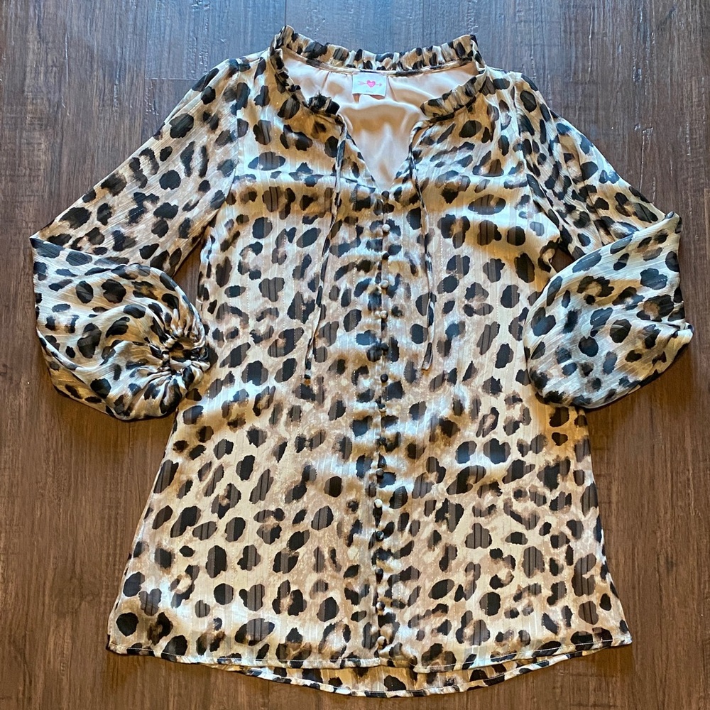 Buddy Love Animal Print Long Sleeve Blouse Size XS